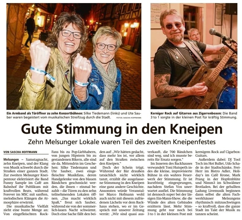 Zeitungsausschnitt Melsungen Kneipentour 2024